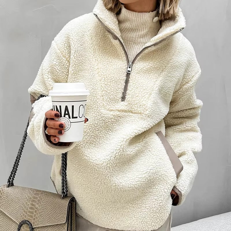 Pullover YAMINIA™ Teddy con Mezza Zip