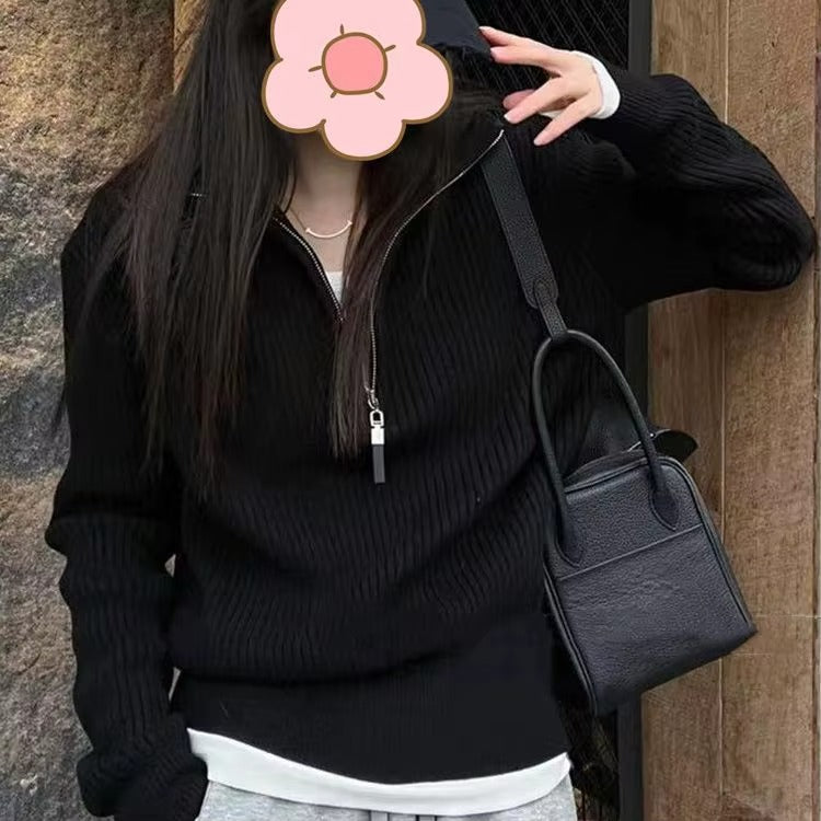 Maglione VELYN™ a Collo Alto con Mezza Zip