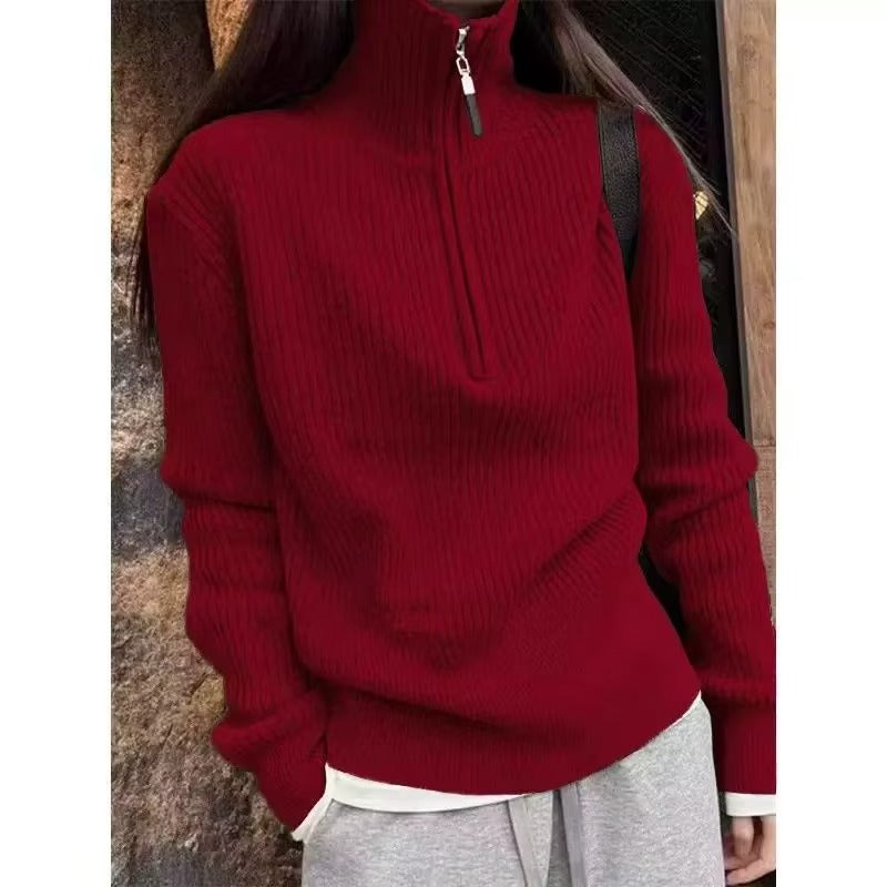 Maglione VELYN™ a Collo Alto con Mezza Zip